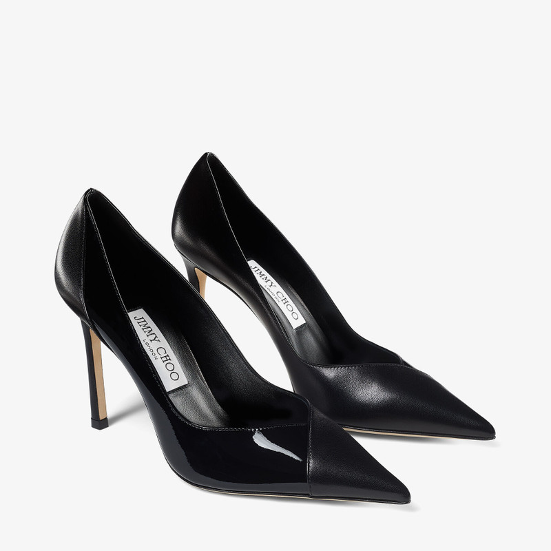 Cass 95 Black Nappa and Patent Leather Pumps 3