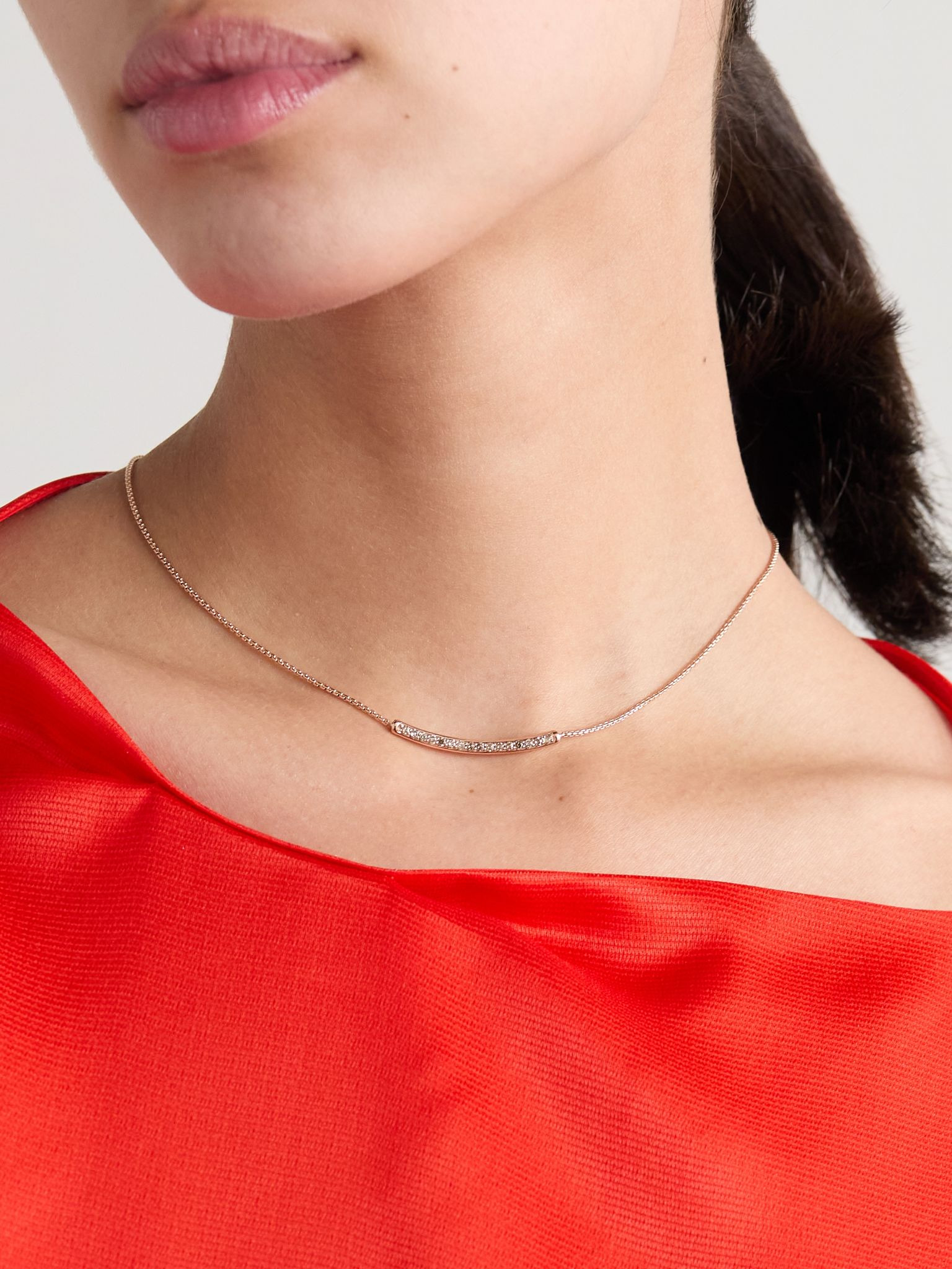 Petite Pavé 18-karat rose gold diamond necklace Gold - 2
