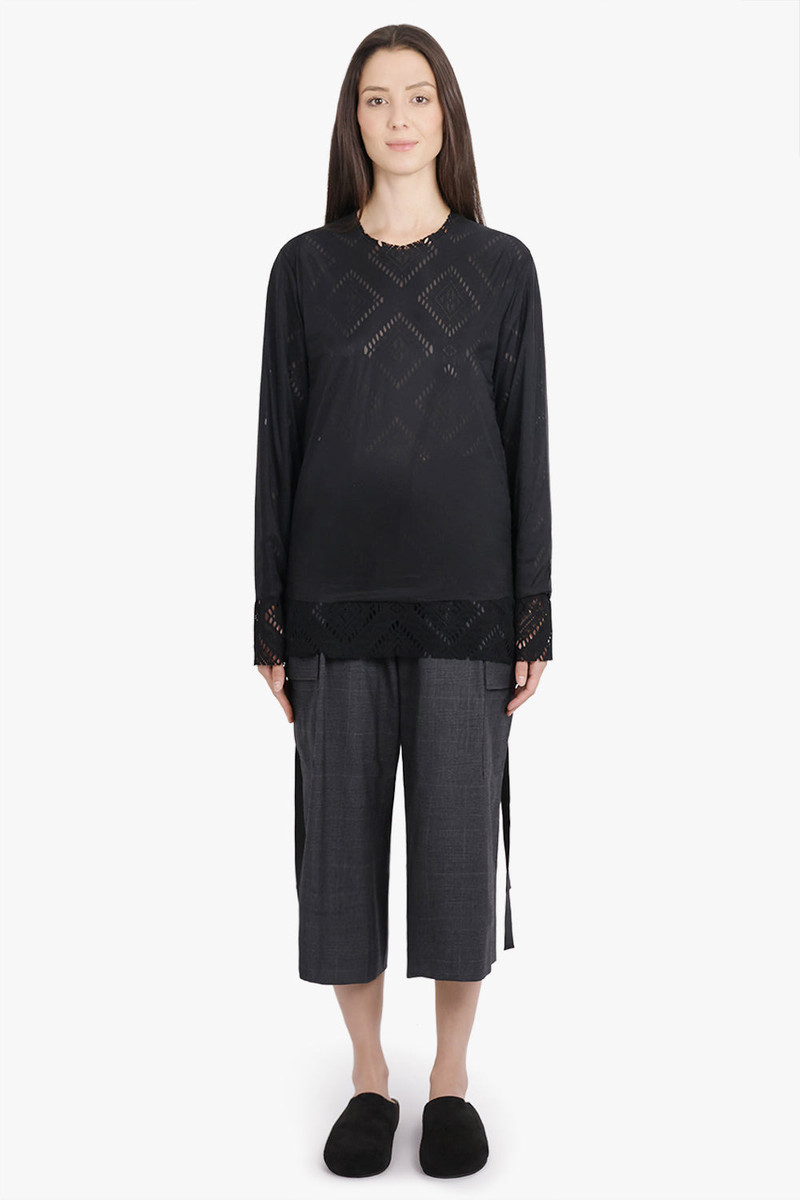 Comme Des Garçons LAYERED L/S SHEER X LACE TOP | BLACK outlook
