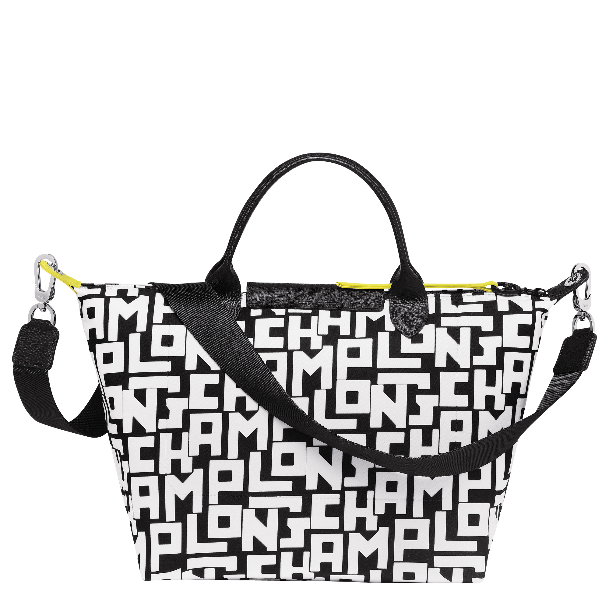 Le Pliage LGP L Handbag Black/White - Canvas - 4