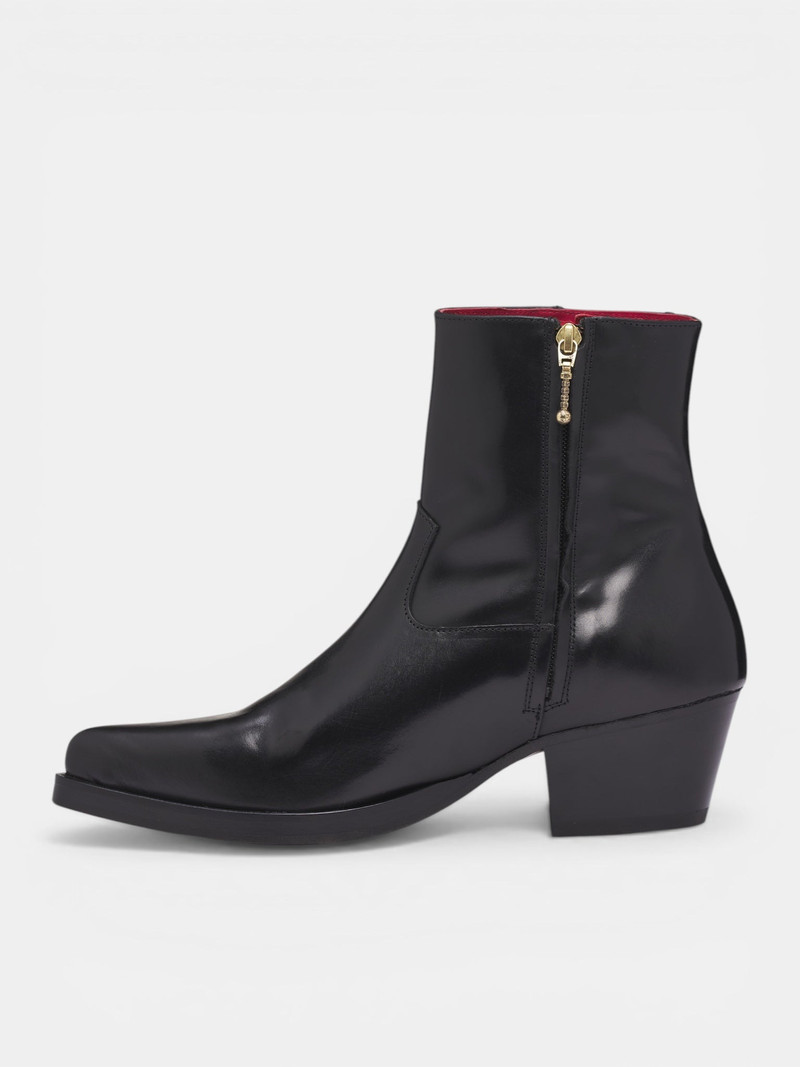 ERNEST W. BAKER Black Leather Western Zip Boots outlook