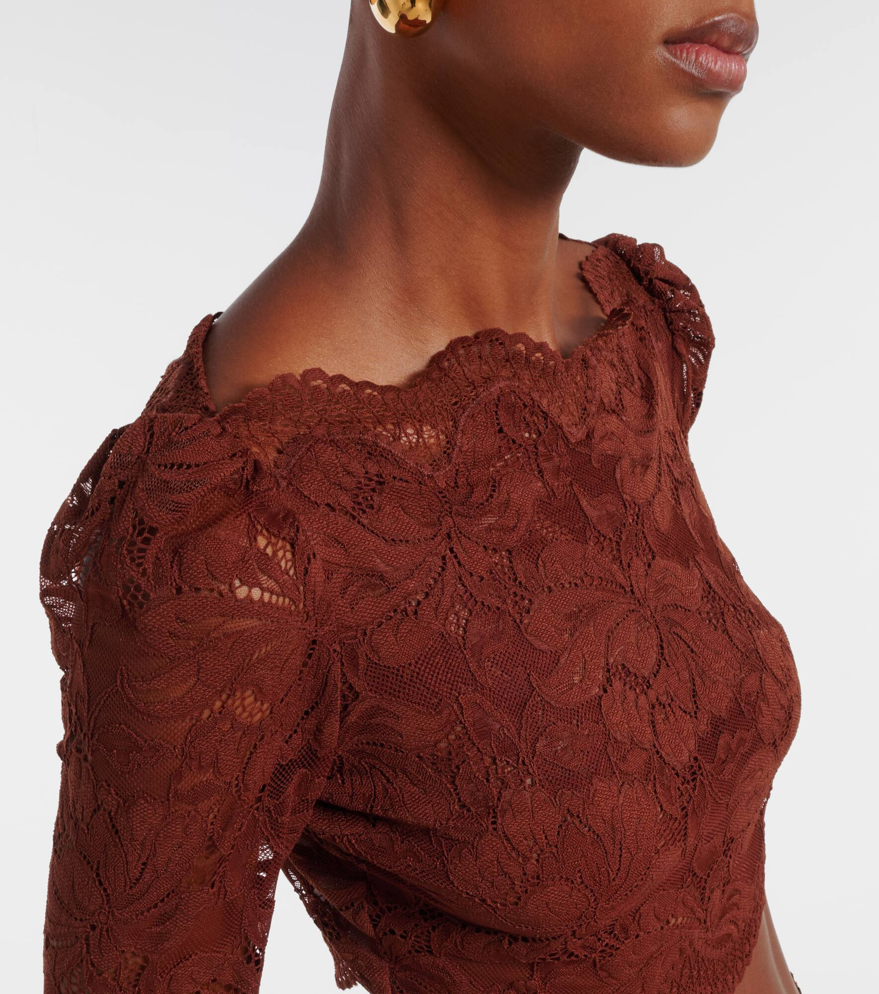 Floral lace crop top - 4
