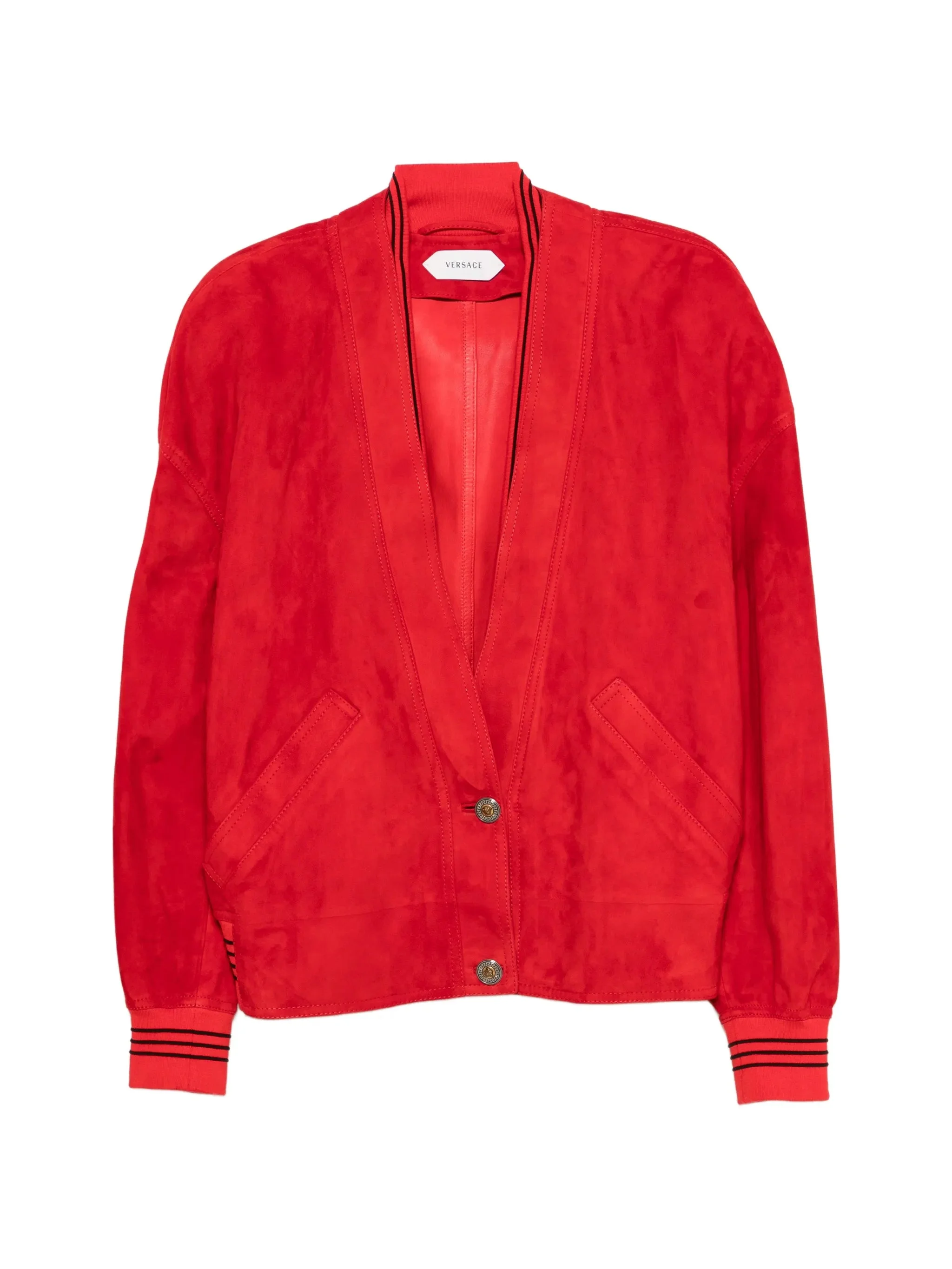 Versace Suede-finish Striped-trim Jacket - 1