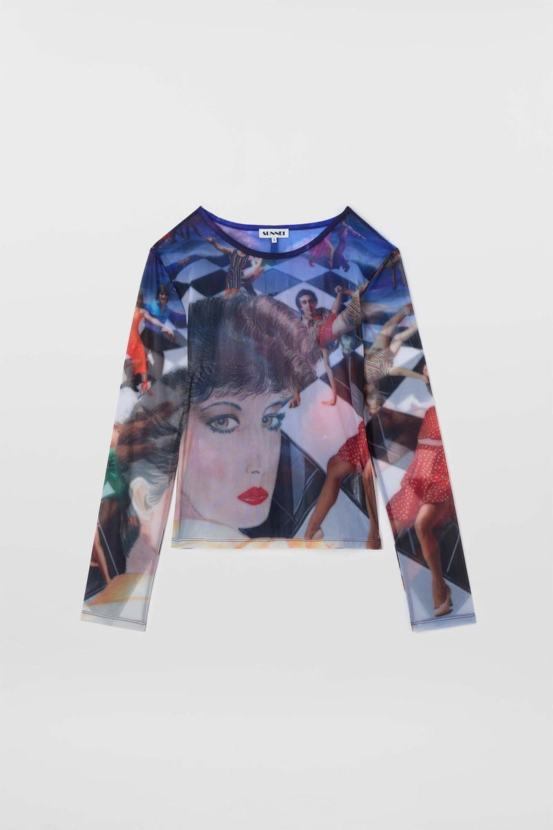 LONGSLEEVE SHEER TOP / Brigitte print 1