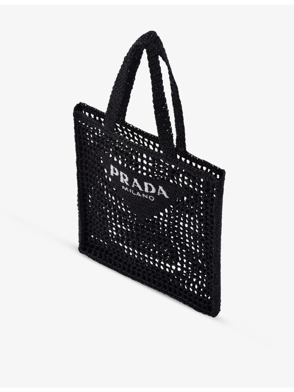 Brand-embroidered crochet tote bag - 7