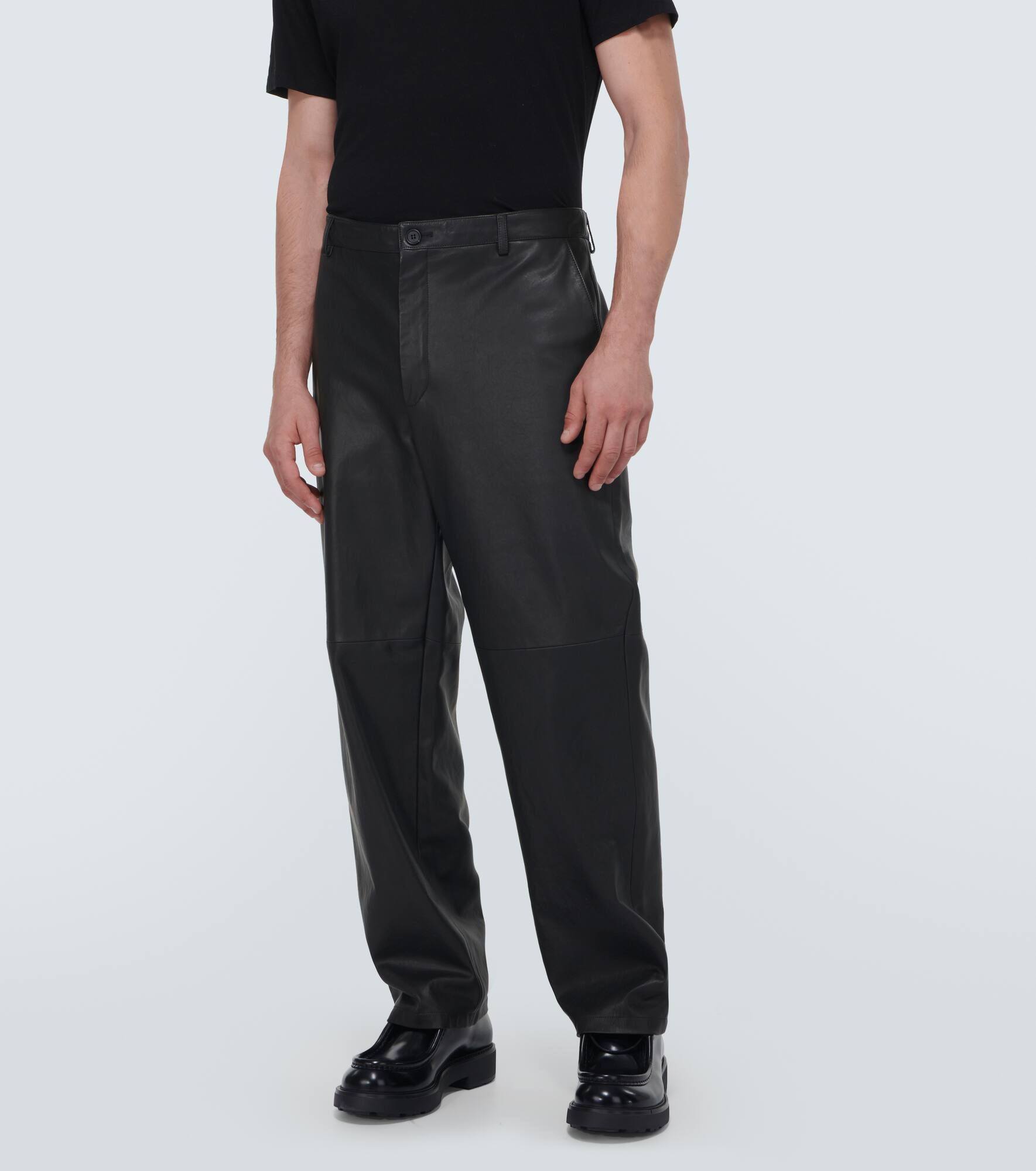 Leather straight pants - 3