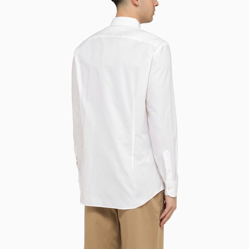 WHITE COTTON BUTTON-DOWN SHIRT - 3