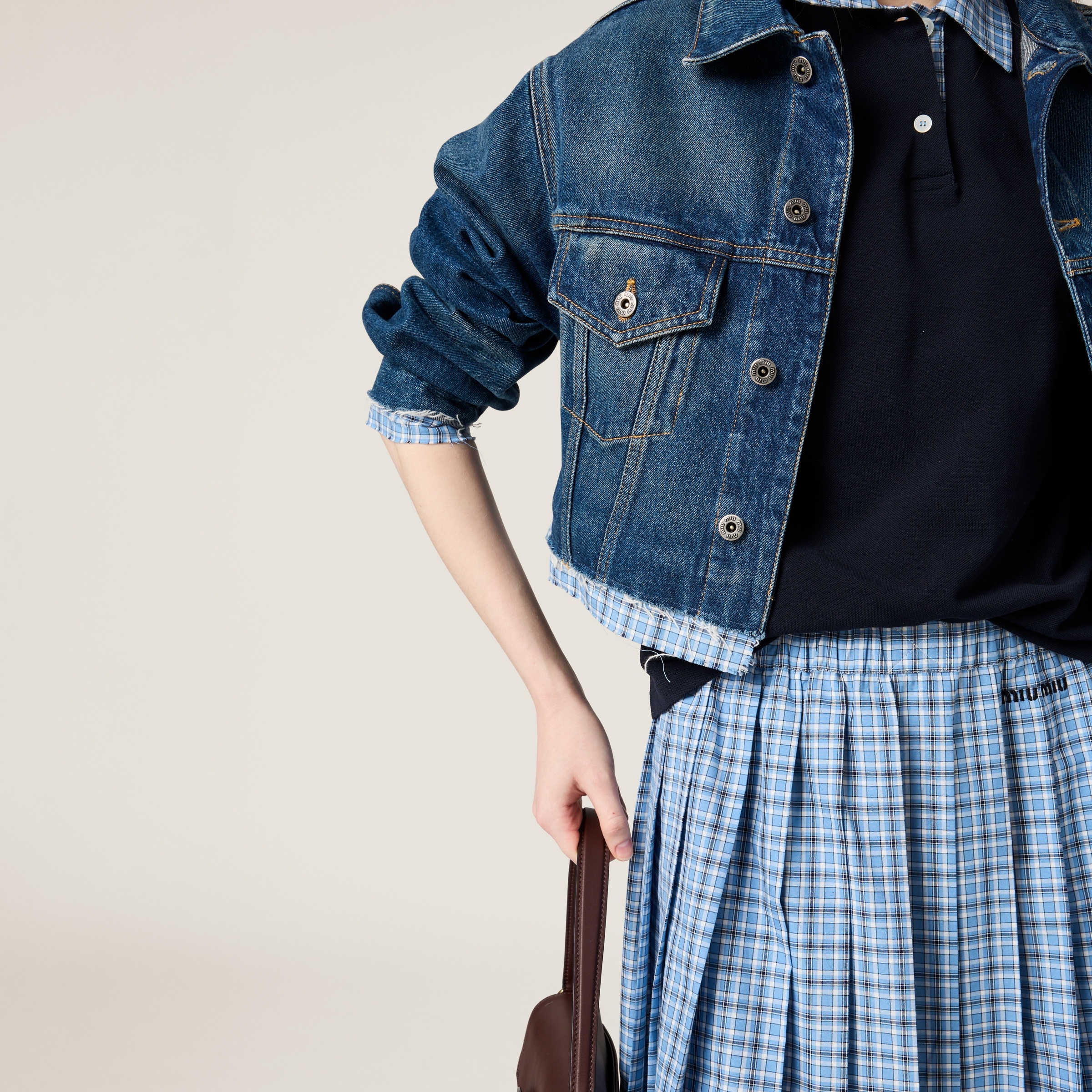 Pleated check skirt - 5