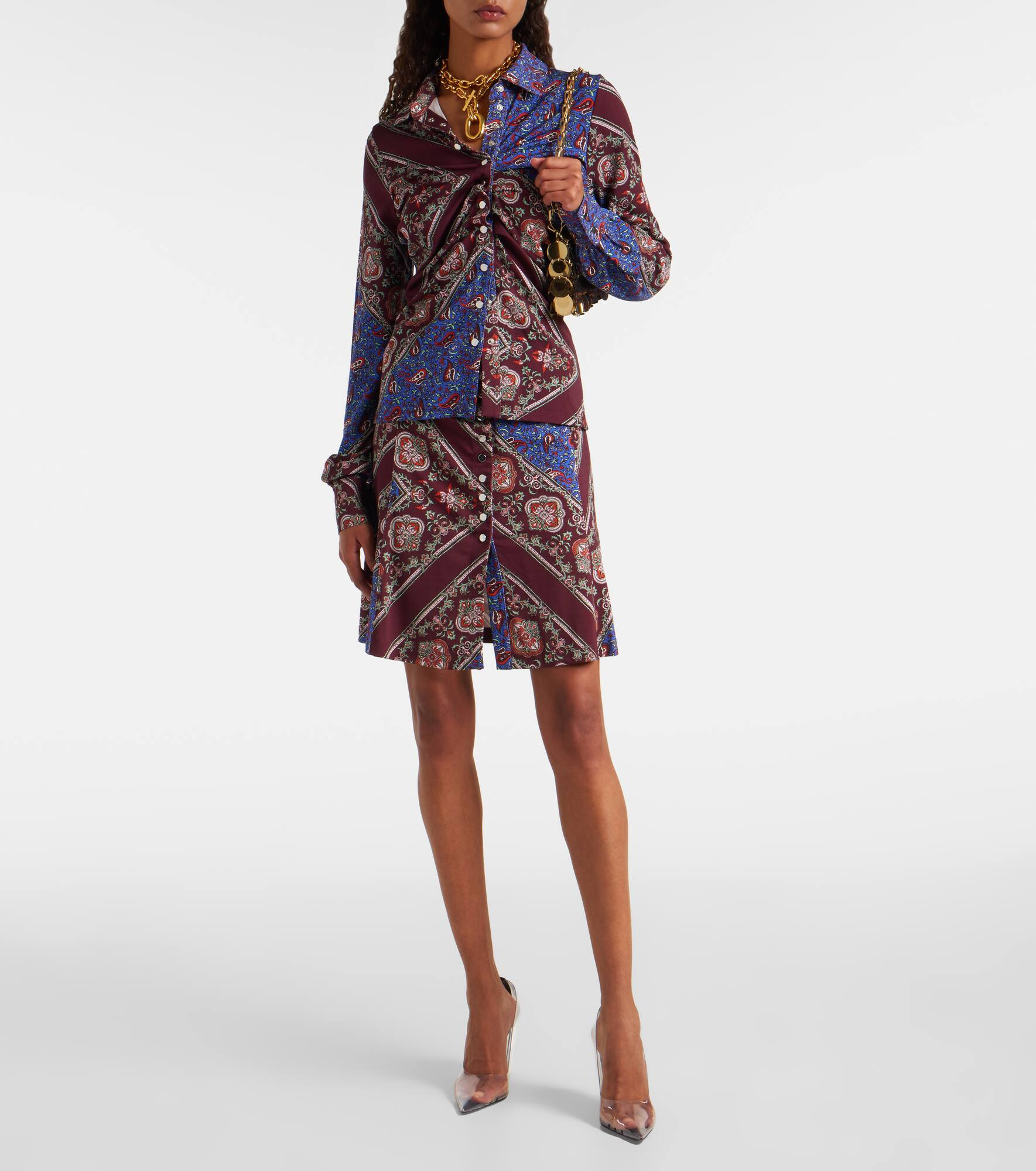 Gathered paisley printed miniskirt - 2