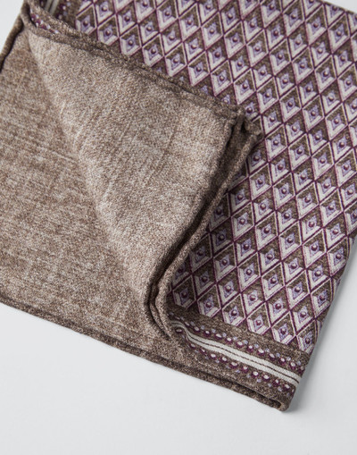 Brunello Cucinelli Silk pocket square with geometric design outlook