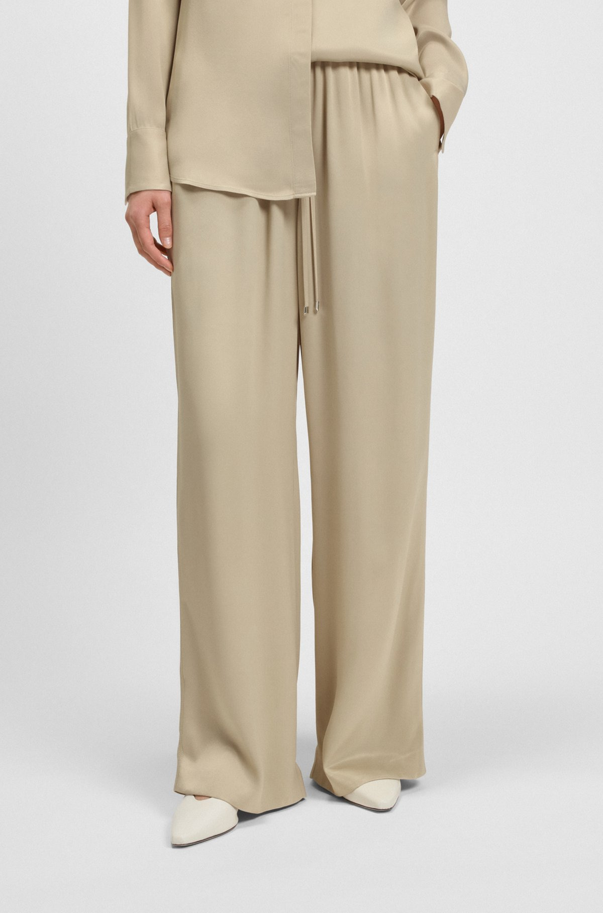 EXTRA-LONG RELAXED-FIT TROUSERS IN SATIN - 2