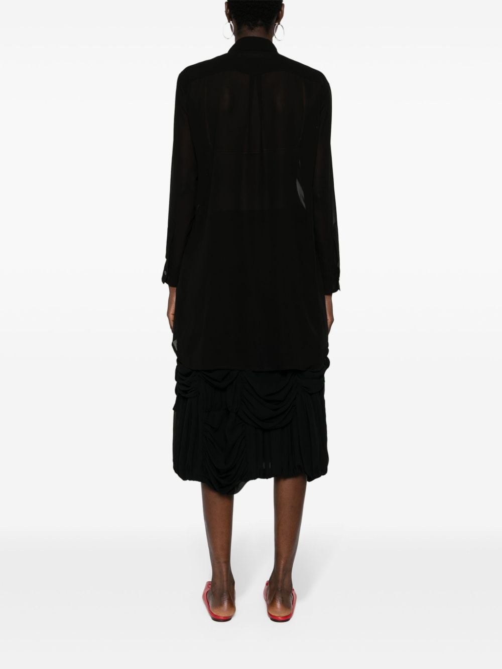 cut-out semi-sheer shirt - 4