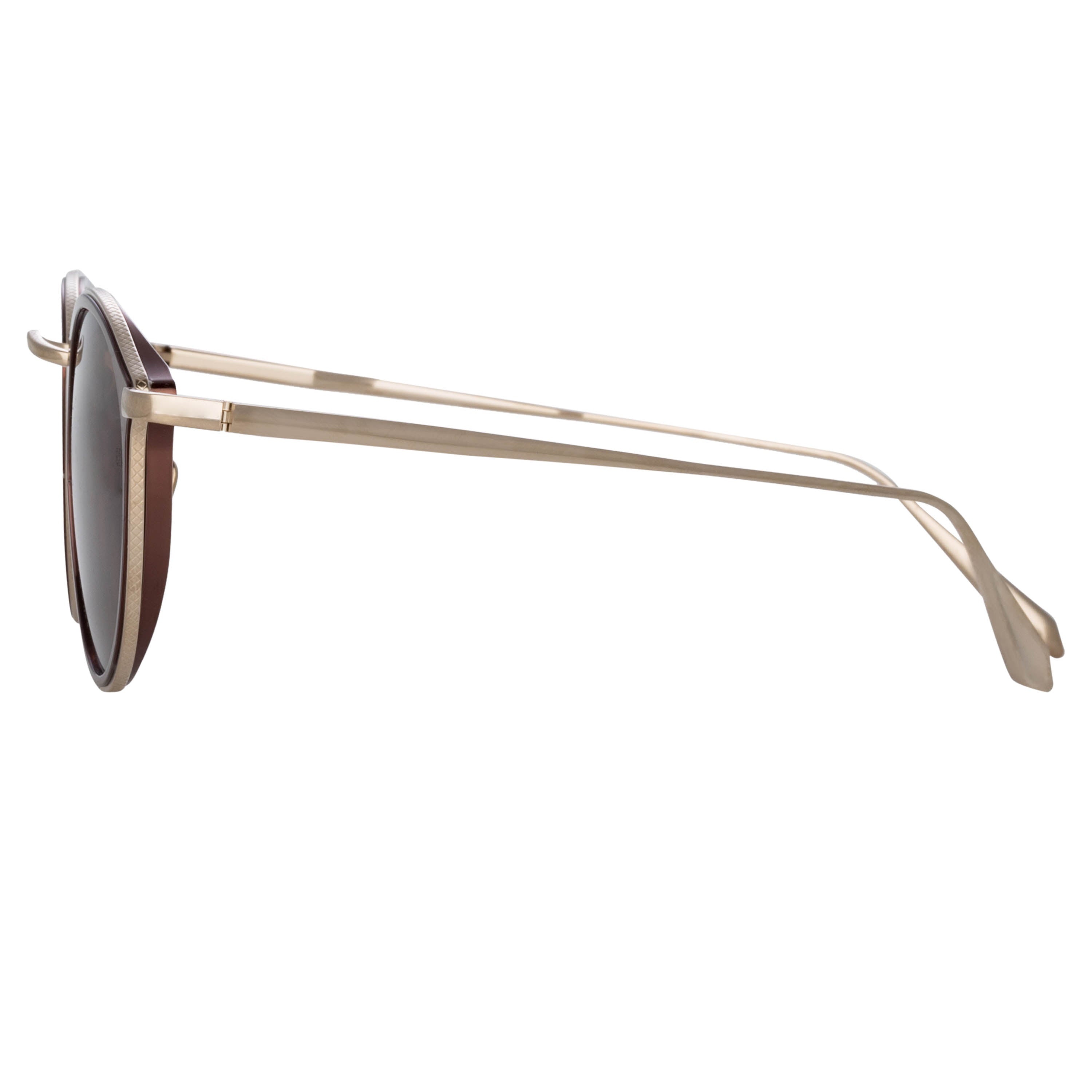 LUIS OVAL SUNGLASSES IN LIGHT GOLD AND BROWN - 4
