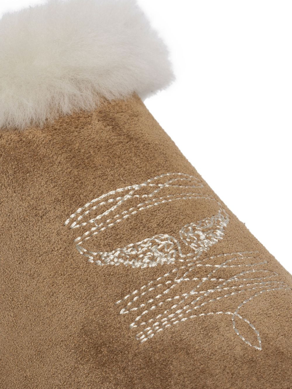 embroidered fur-trimmed mules - 5