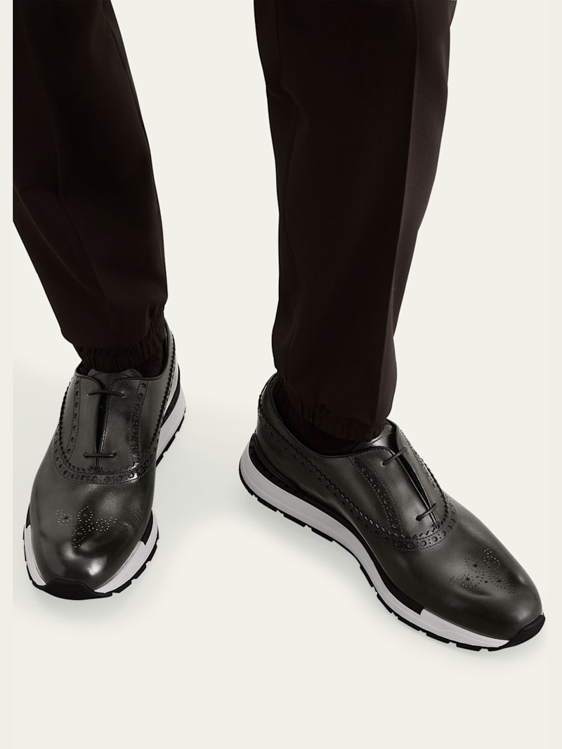 Berluti Men's Fast Track Brogue Leather Sneakers outlook