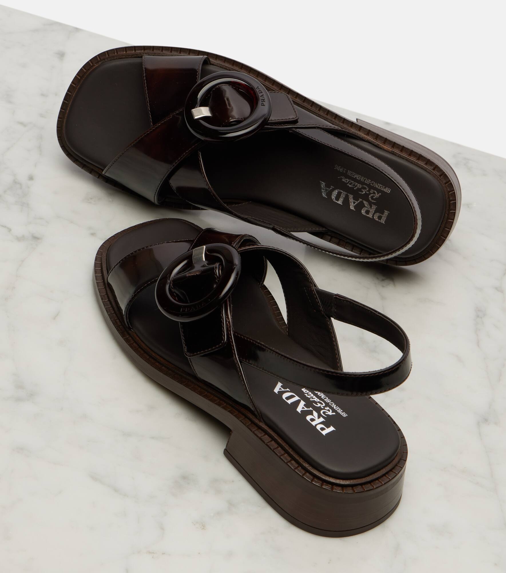 Leather slingback sandals - 5