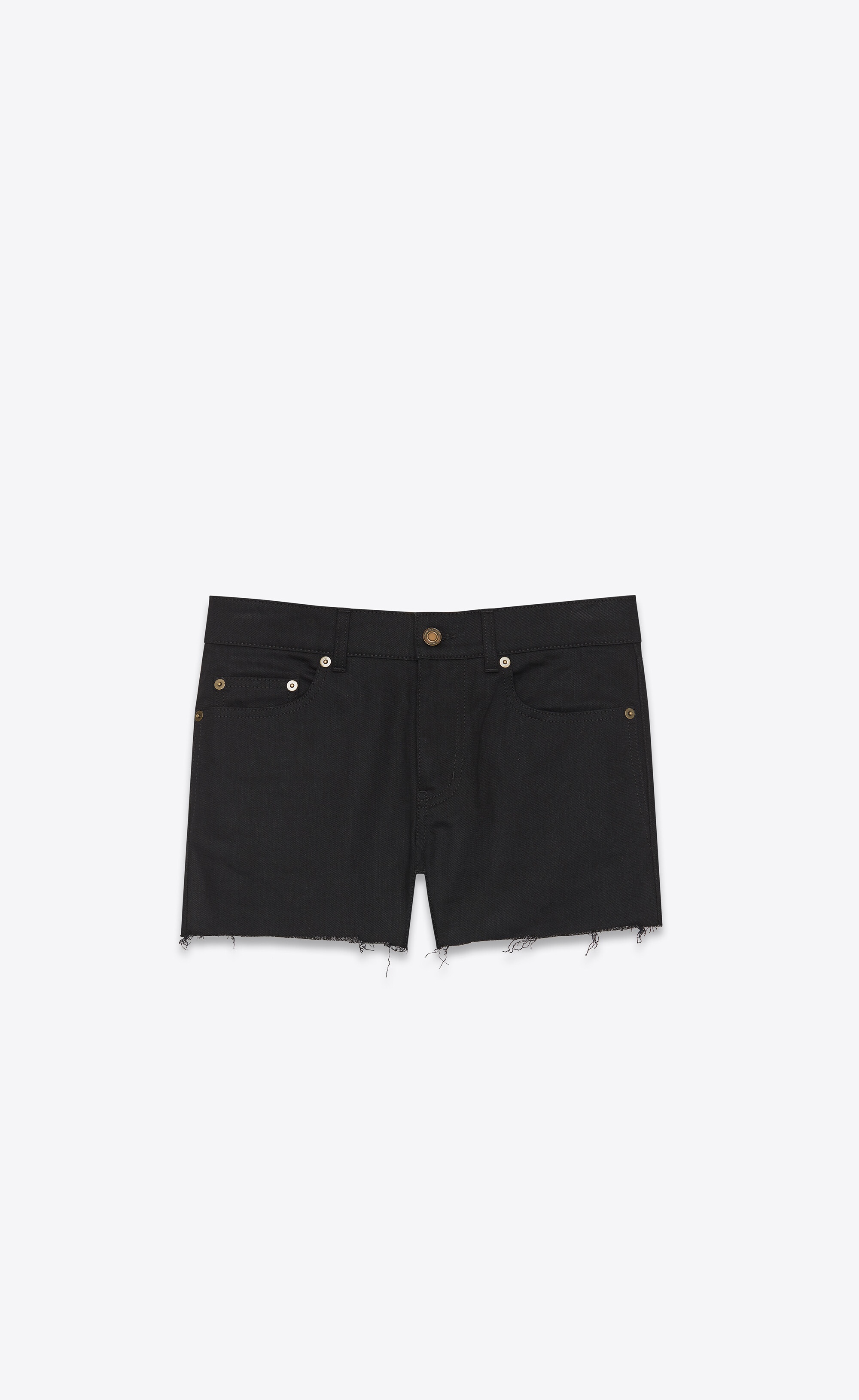 low-rise shorts in used black stretch denim - 1