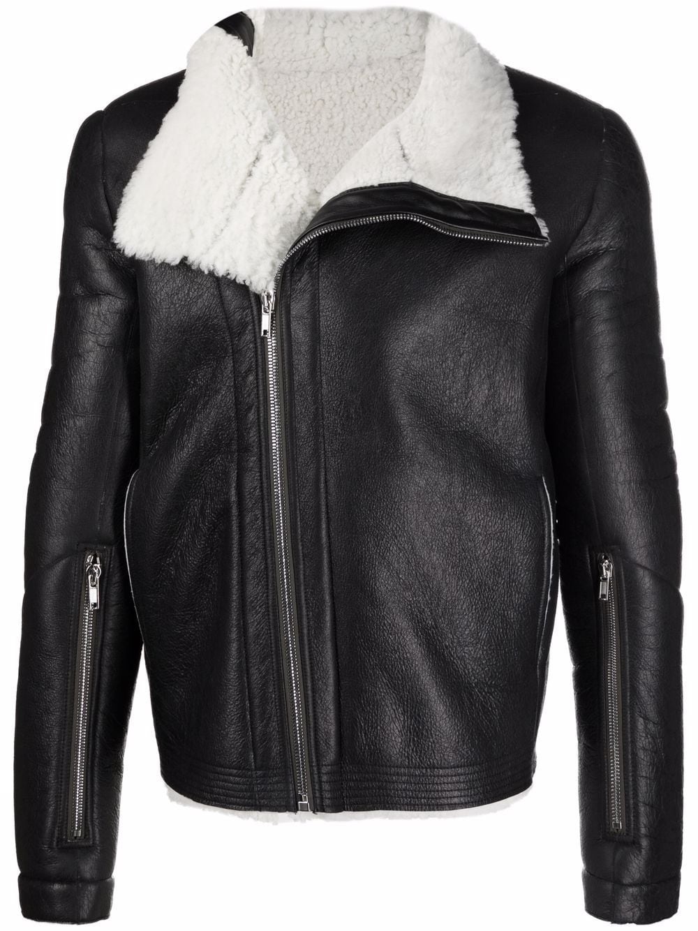 zip-up shearling jacket - 1