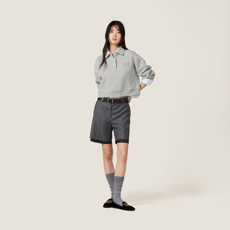 Miu Miu Cotton fleece polo shirt outlook