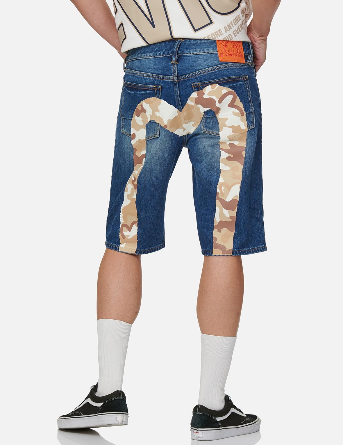 CAMOUFLAGE BRUSHSTROKE DAICOCK DENIM SHORTS - 3