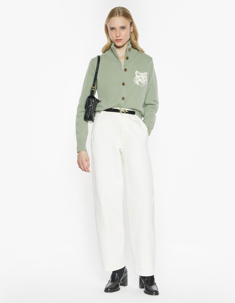 Maison Kitsuné FOX HEAD INTARSIA MERINO HIGH NECK CARDIGAN outlook