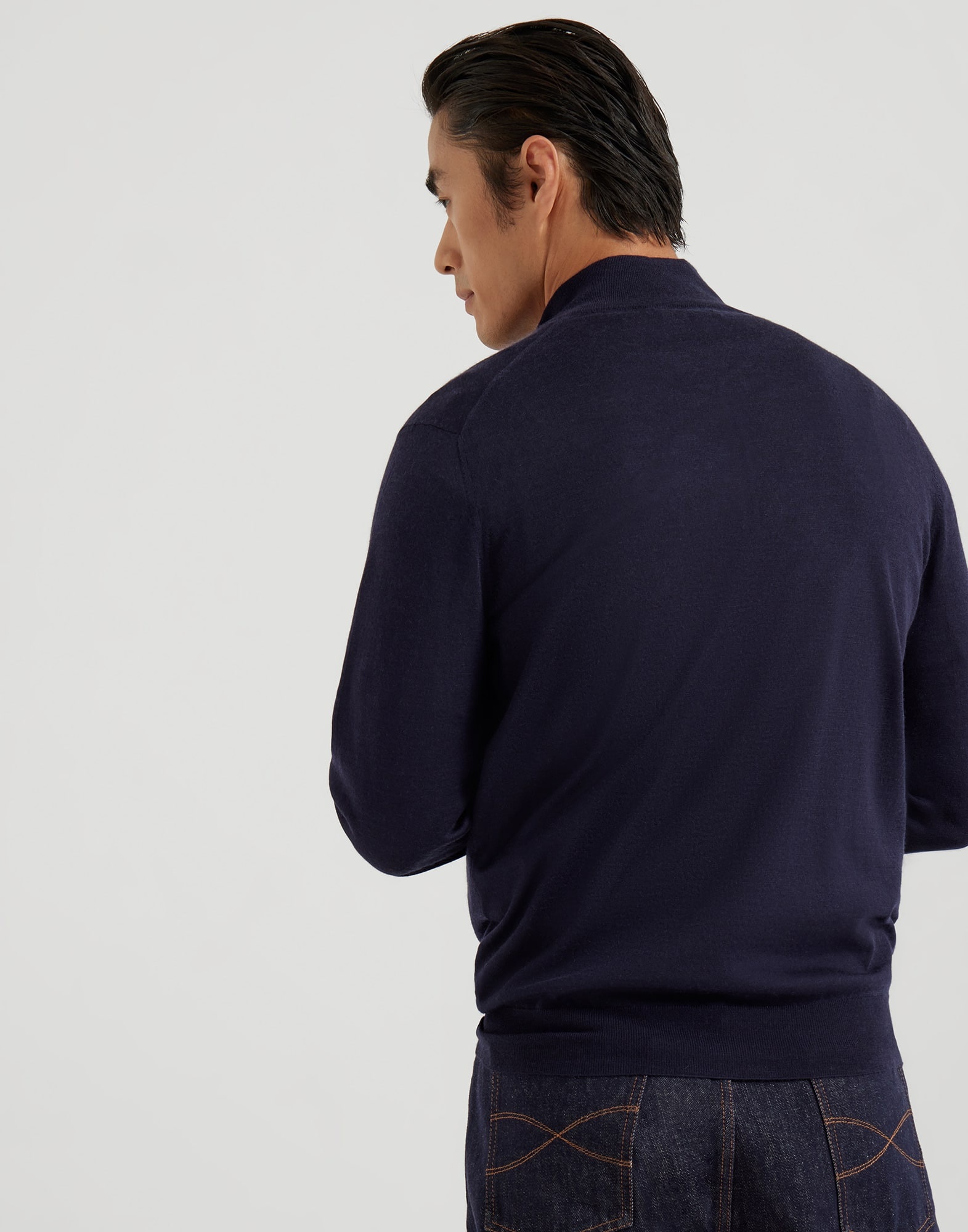 Virgin wool and cashmere lightweight sweater with half-zip - 2