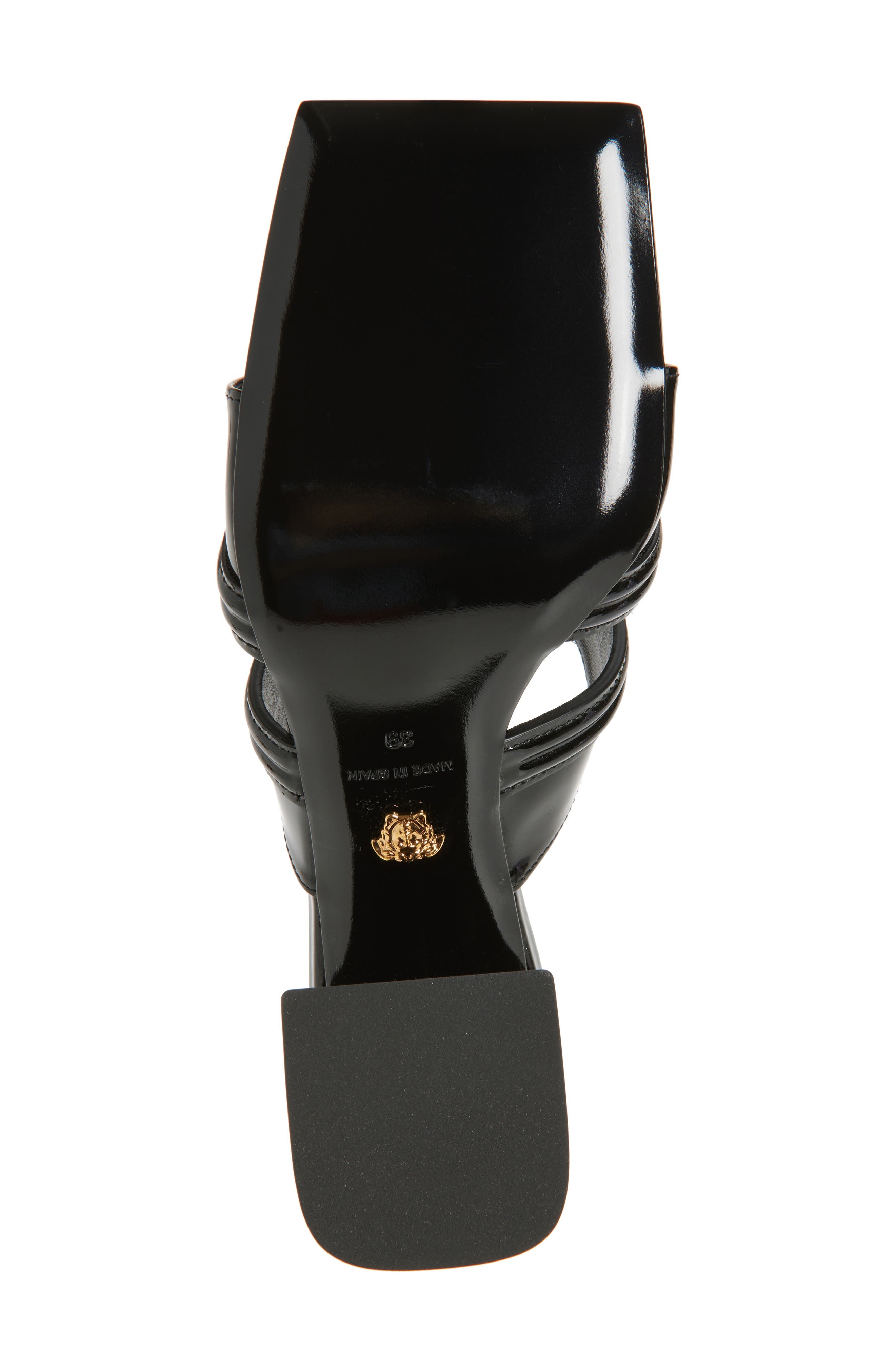 Versace Medusa 95 Peep Toe Sandal in Black Versace Gold at Nordstrom - 6