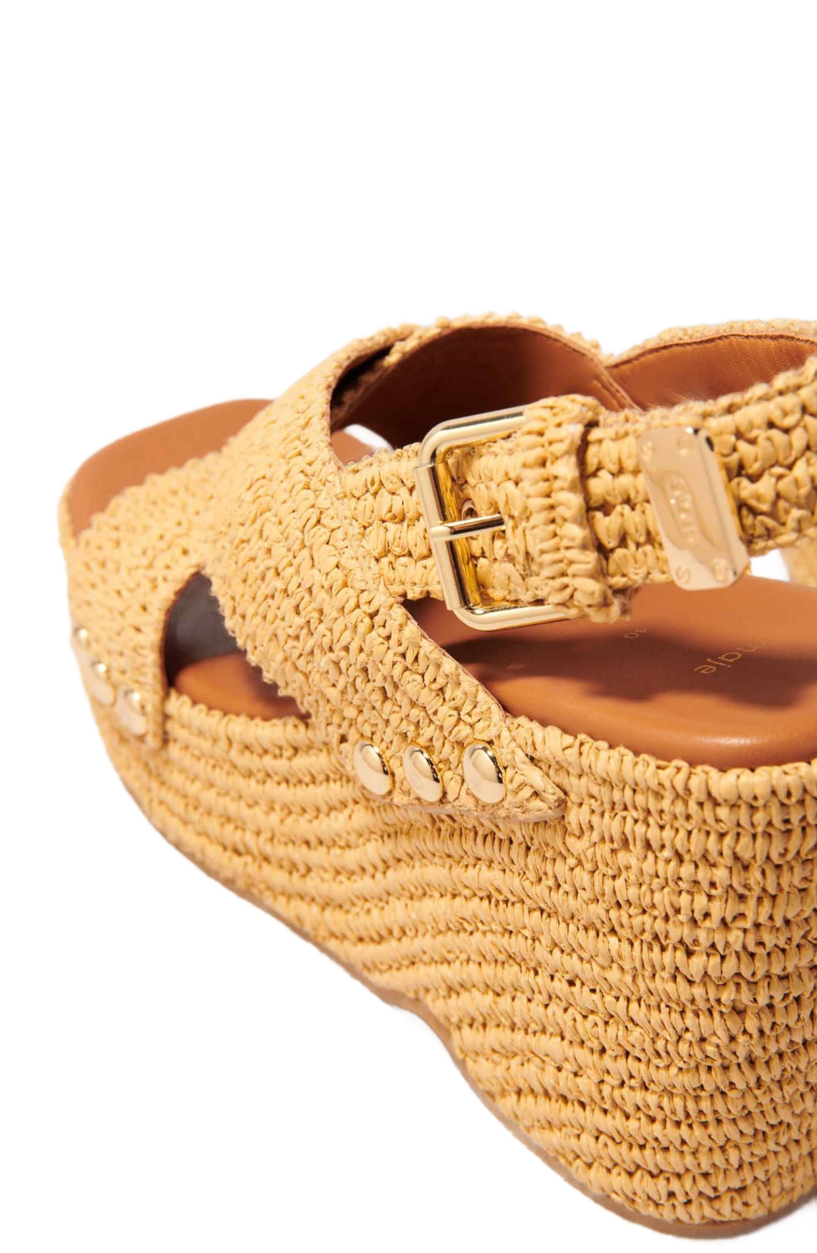 maje Wedge sandals with raffia effect in Beige Light at Nordstrom - 5