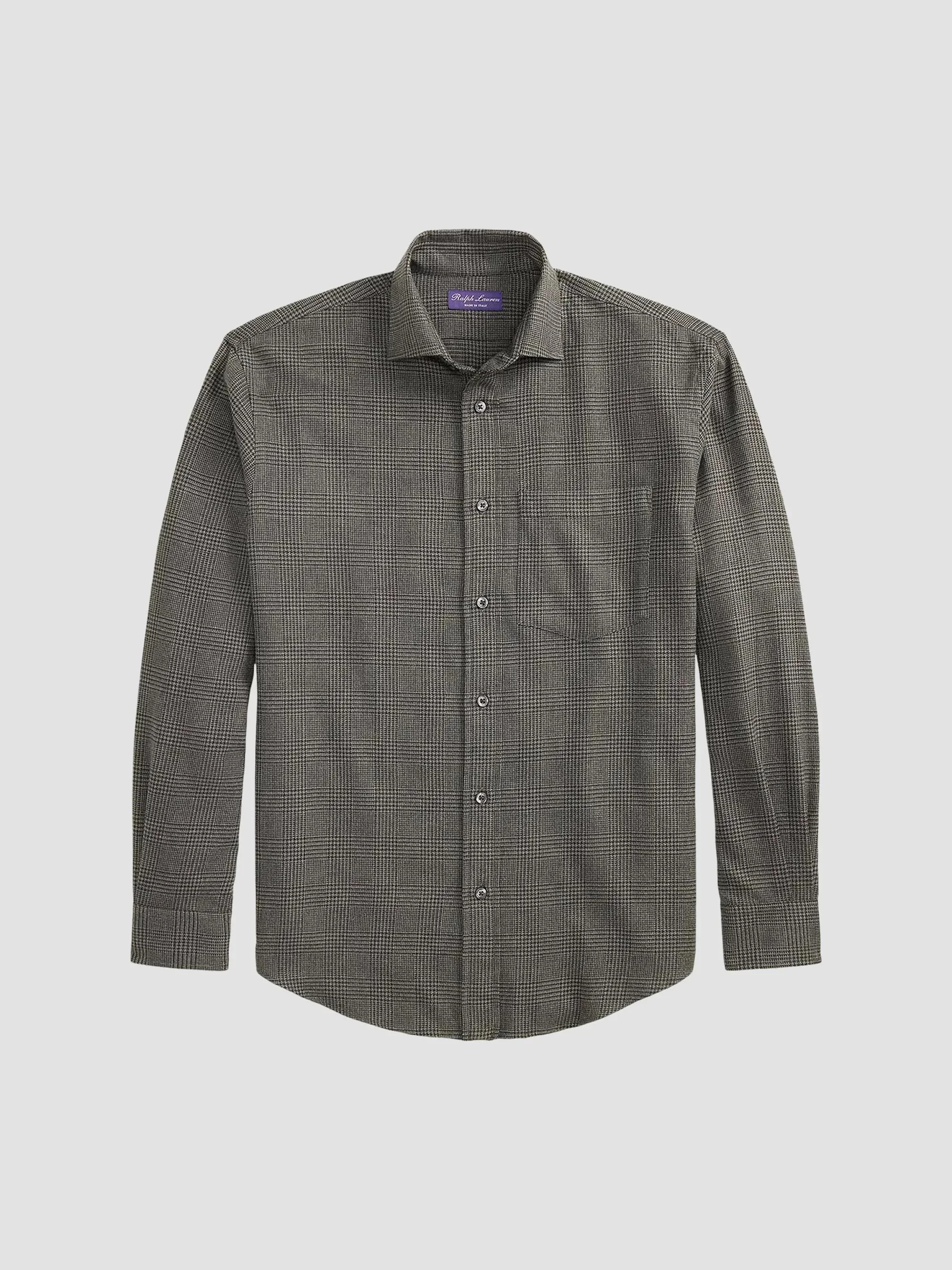 Men's Glen Check Flannel Shirt - Dark Grey Melange - 1
