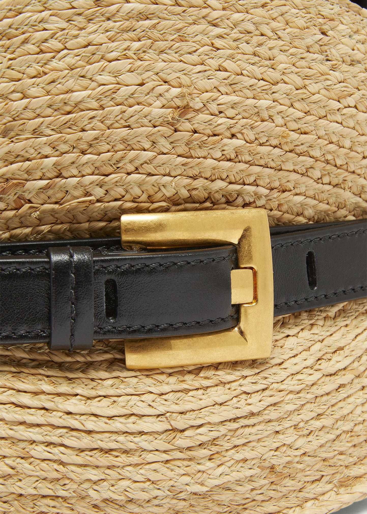 Shuffle Mini Top-Handle Bag in Raffia and Calfskin - 5
