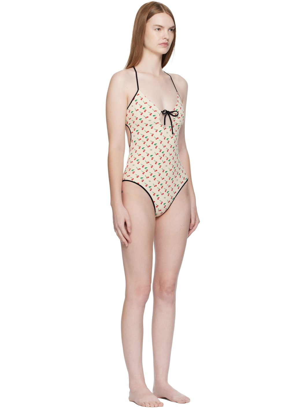 Beige Printed Swimsuit - 2