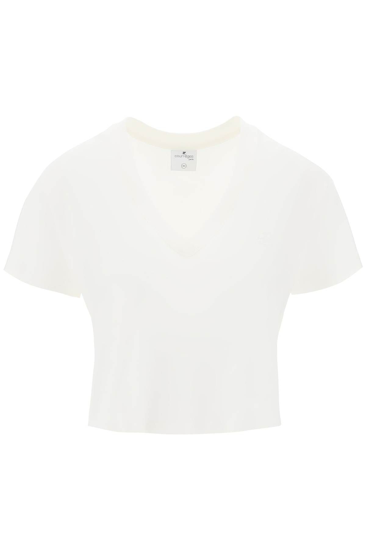 M*♡様 Courreges Cropped T-shirt courrèges CROPPED LOGO T-SHIRT WITH | netdressed | REVERSIBLE