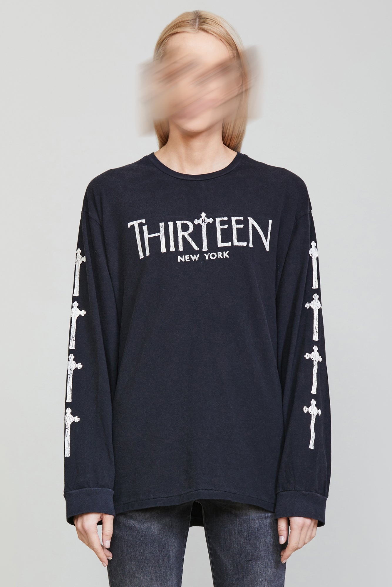 R THIRTEEN GOTHIC LONG SLEEVE TEE - BLACK - 4