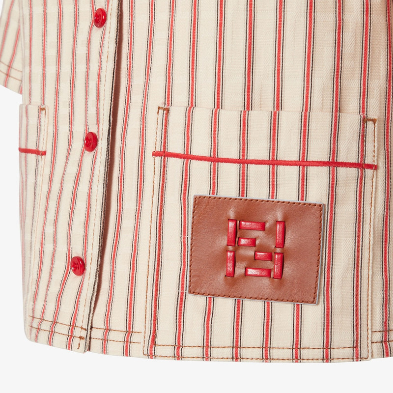 Shirt Beige FF denim shirt with red stripes 3