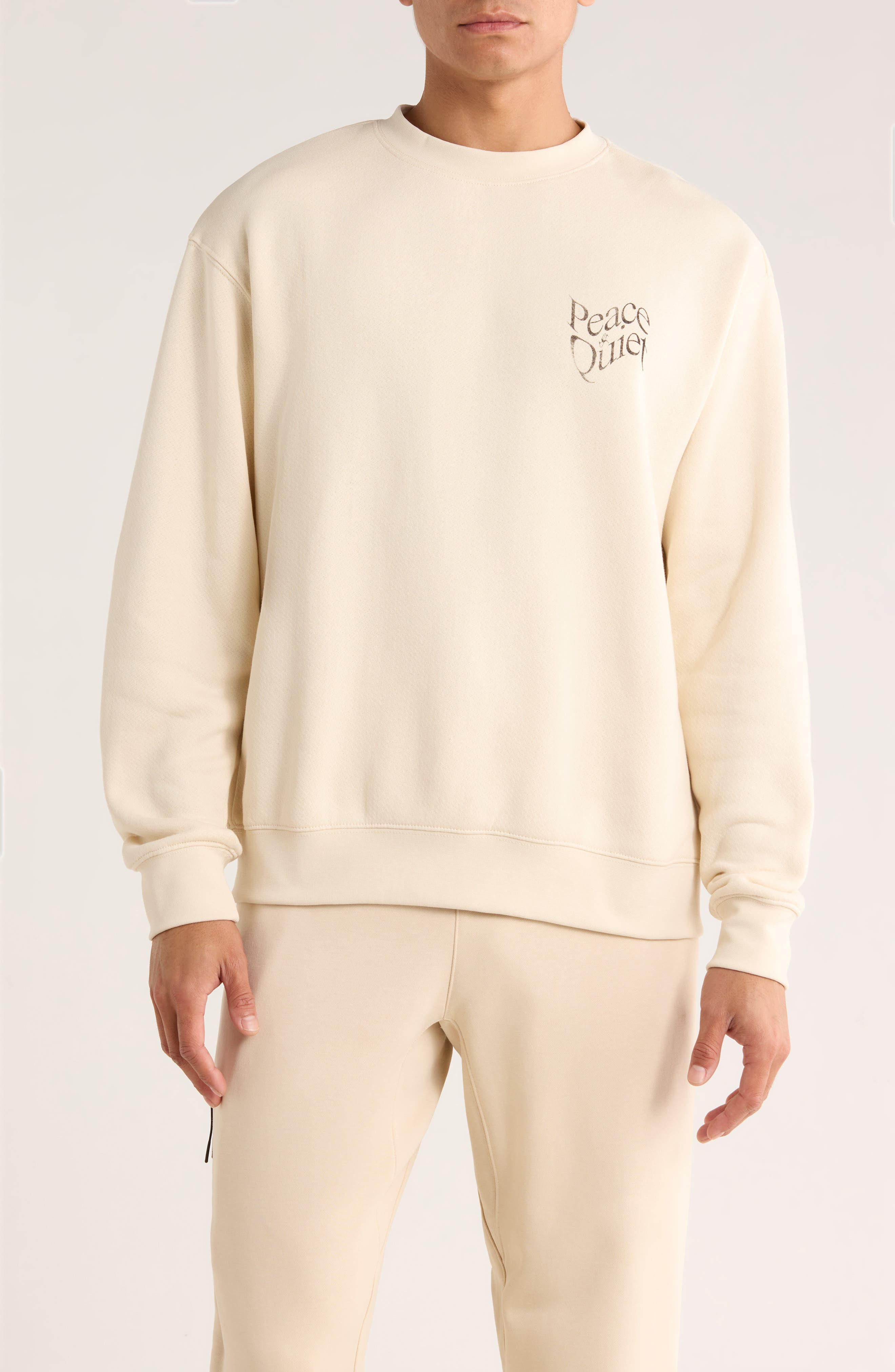Museum of Peace & Quiet Warped Logo Cotton Crewneck Sweatshirt in Bone at Nordstrom - 1
