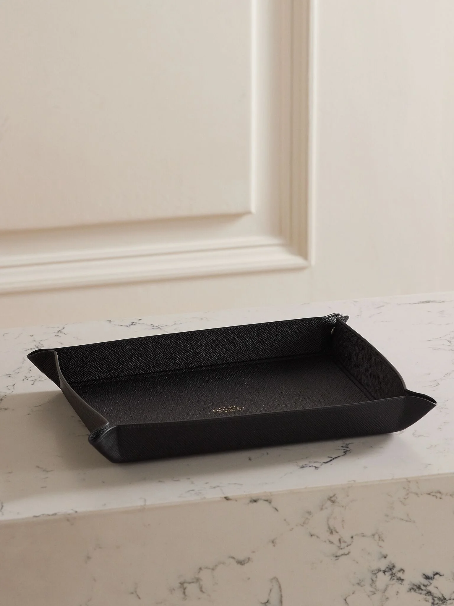 Panama large textured-leather trinket tray Black - 1