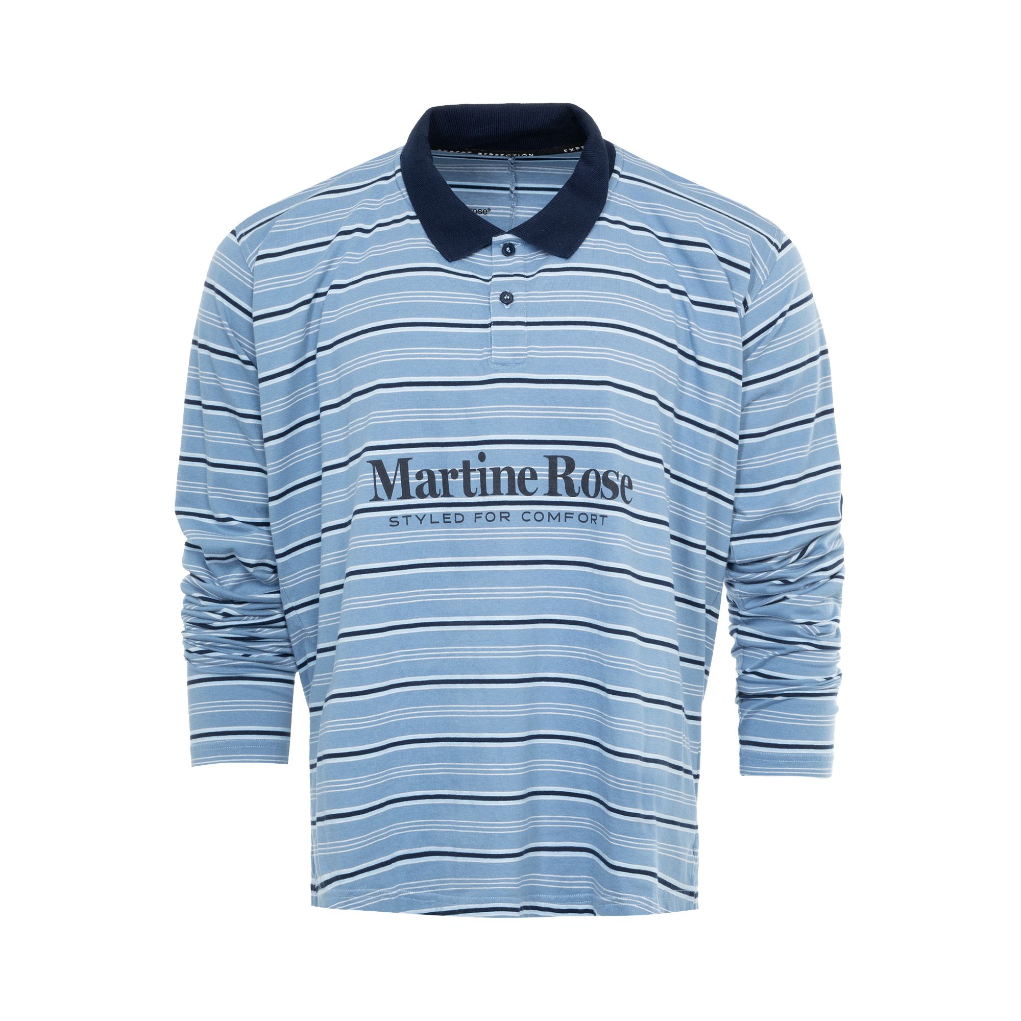 Martine Rose Long-Sleeve Polo 'Blue Stripe' - 1