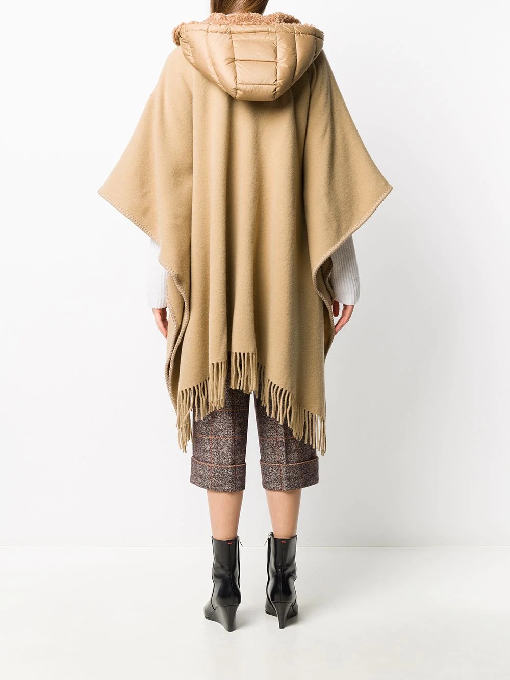 zipped hooded wool poncho - 4