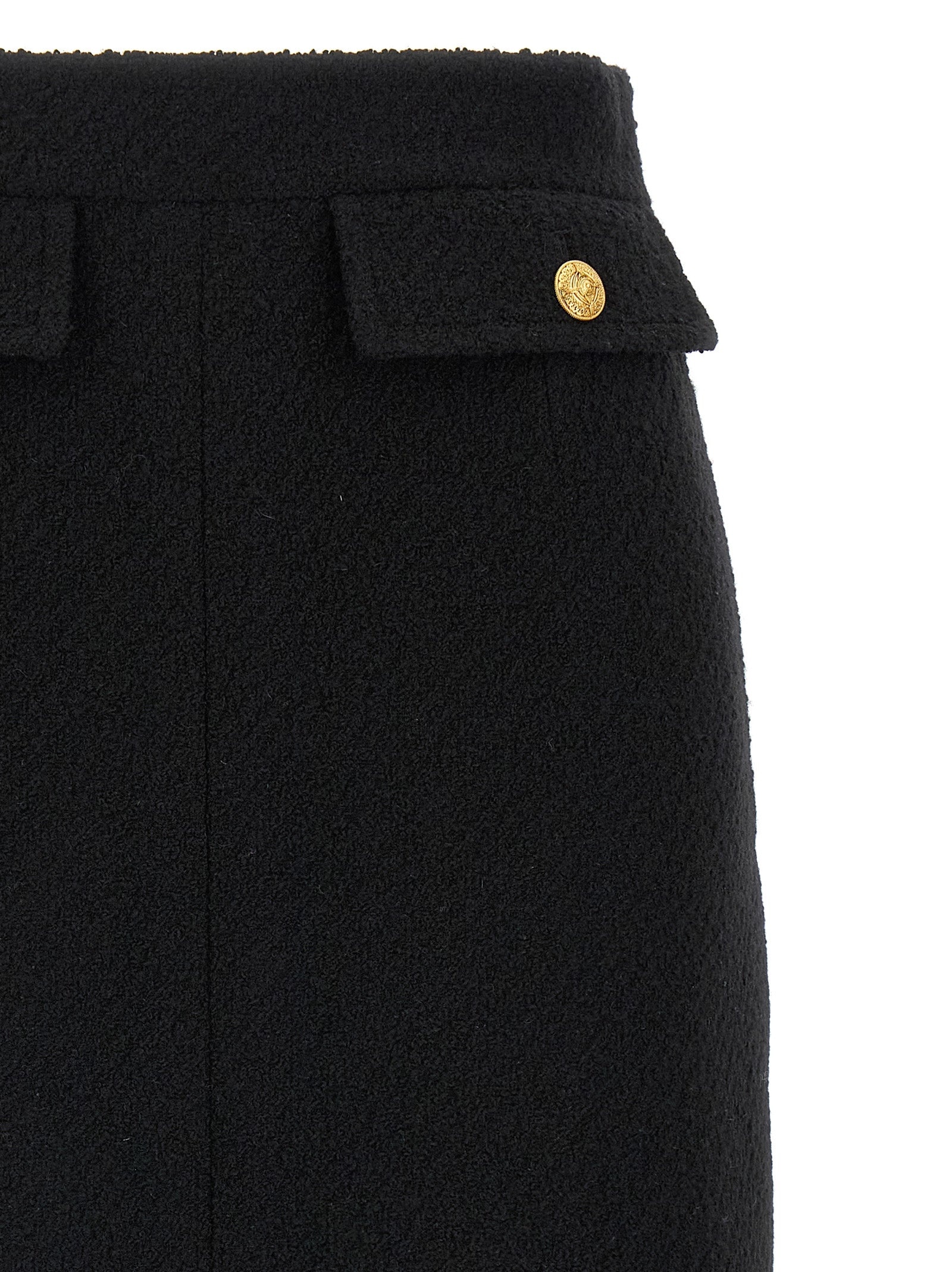Bouclé Wool Skirt Skirts Black - 3