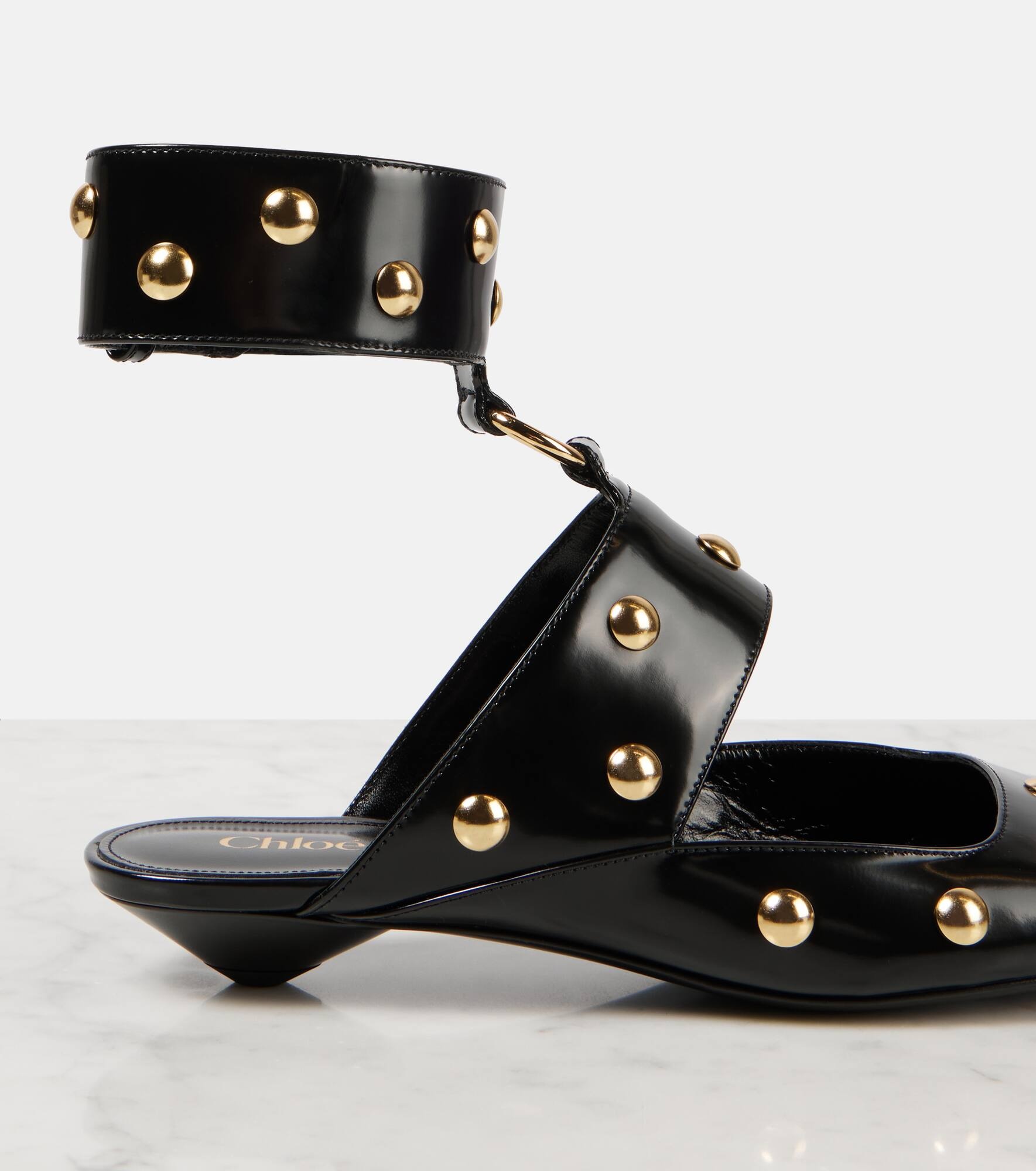 Jade studded leather flats - 5