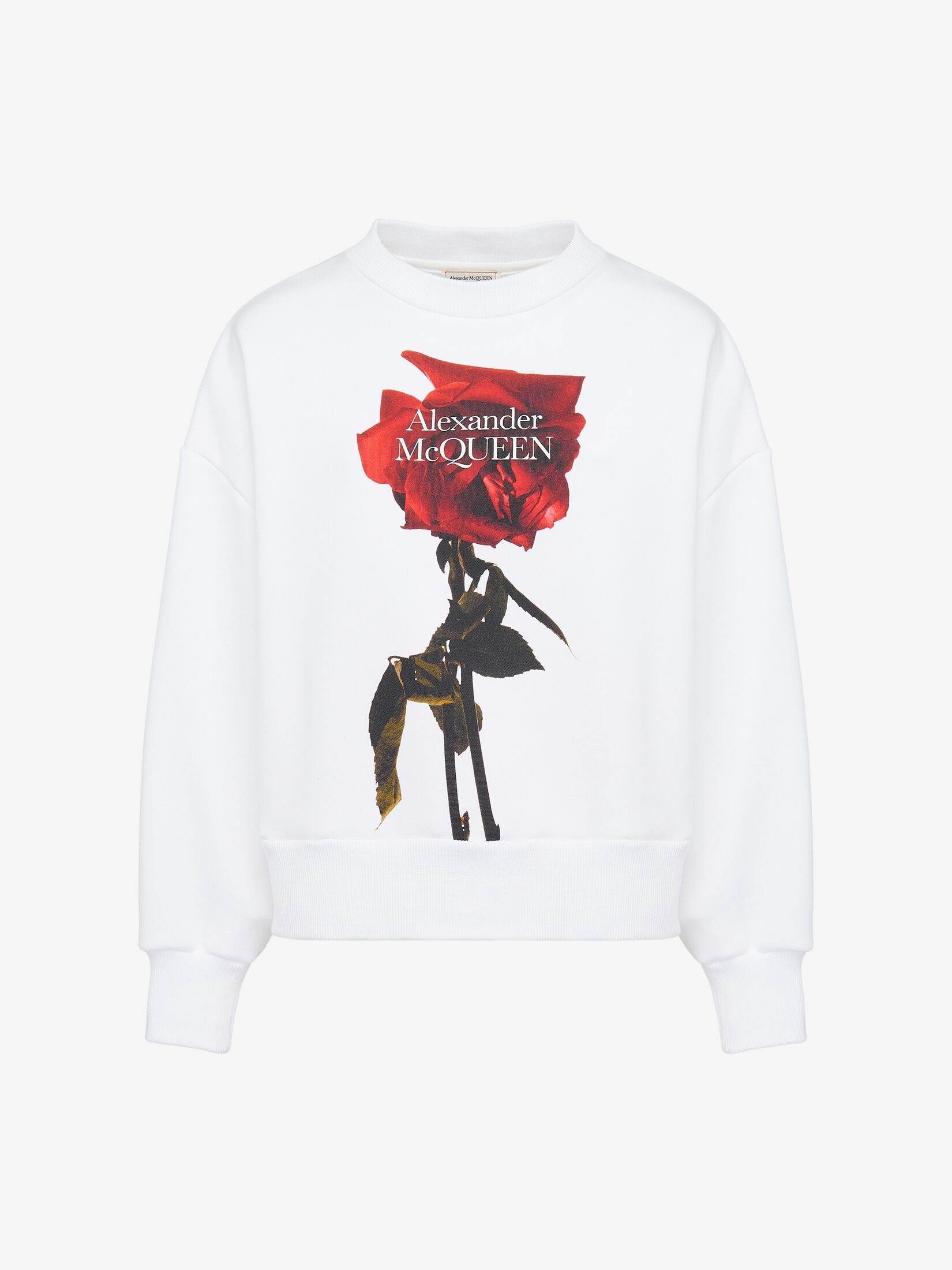 Women's Shadow Rose Cocoon Sleeve Sweatshirt in White - 1