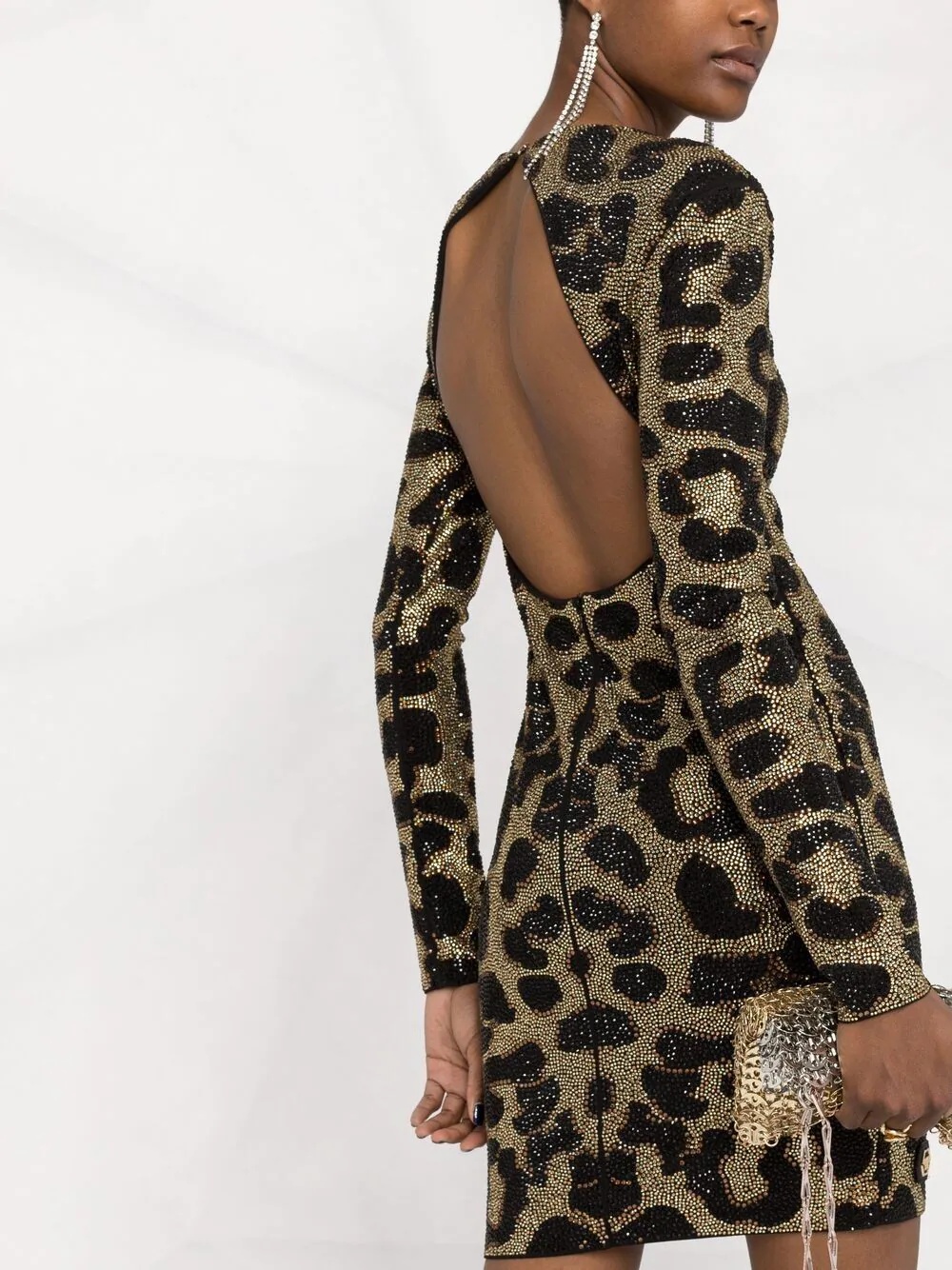 leopard-print studded dress - 5