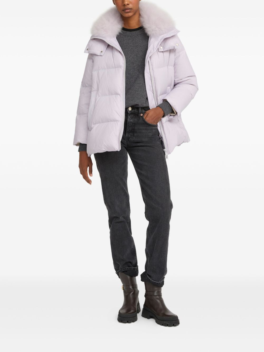 lambshearling-collar down coat - 2