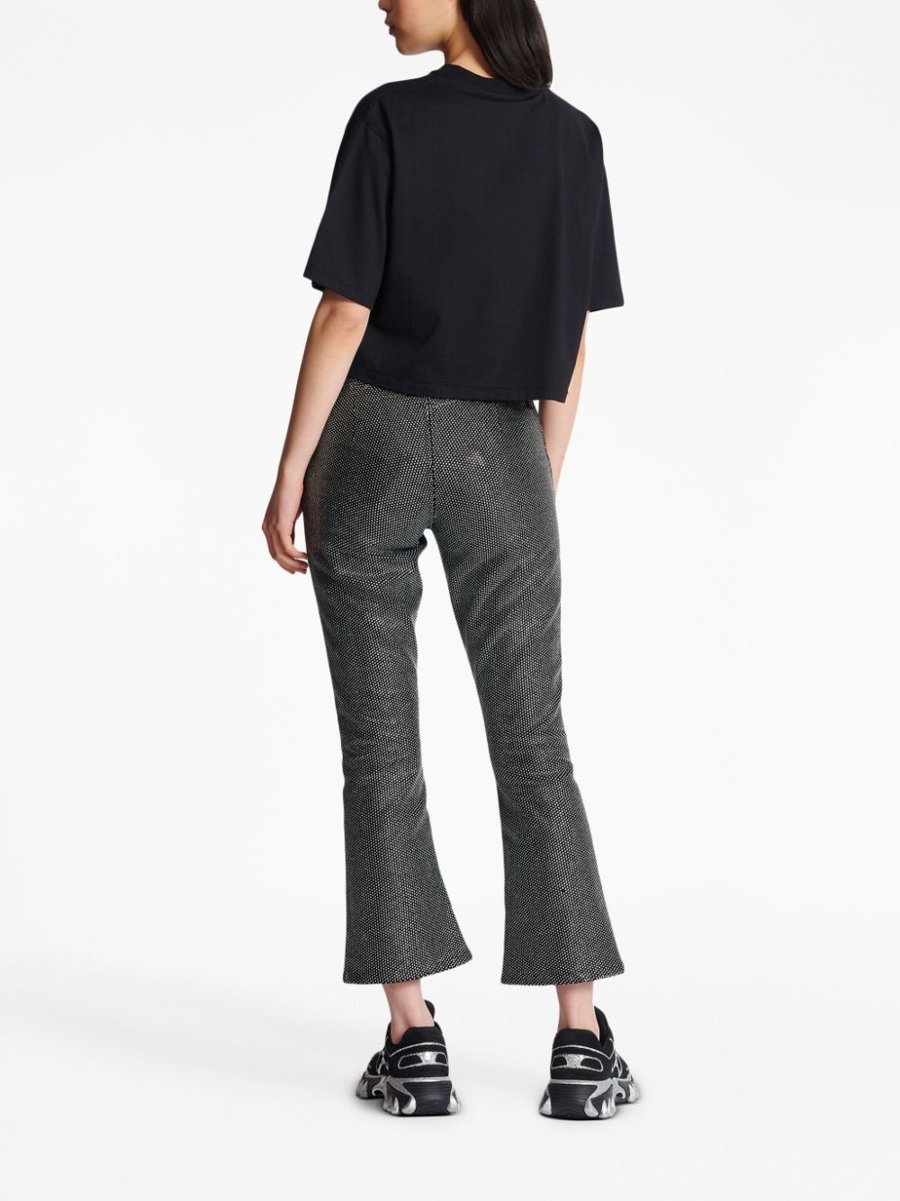 rhinestone-logo cropped cotton T-shirt - 4