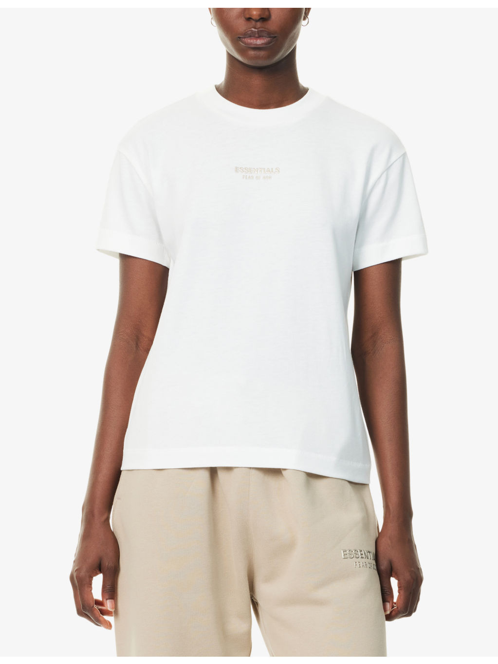 Embossed-Branding Round-Neck Cotton-Blend T-Shirt - 3