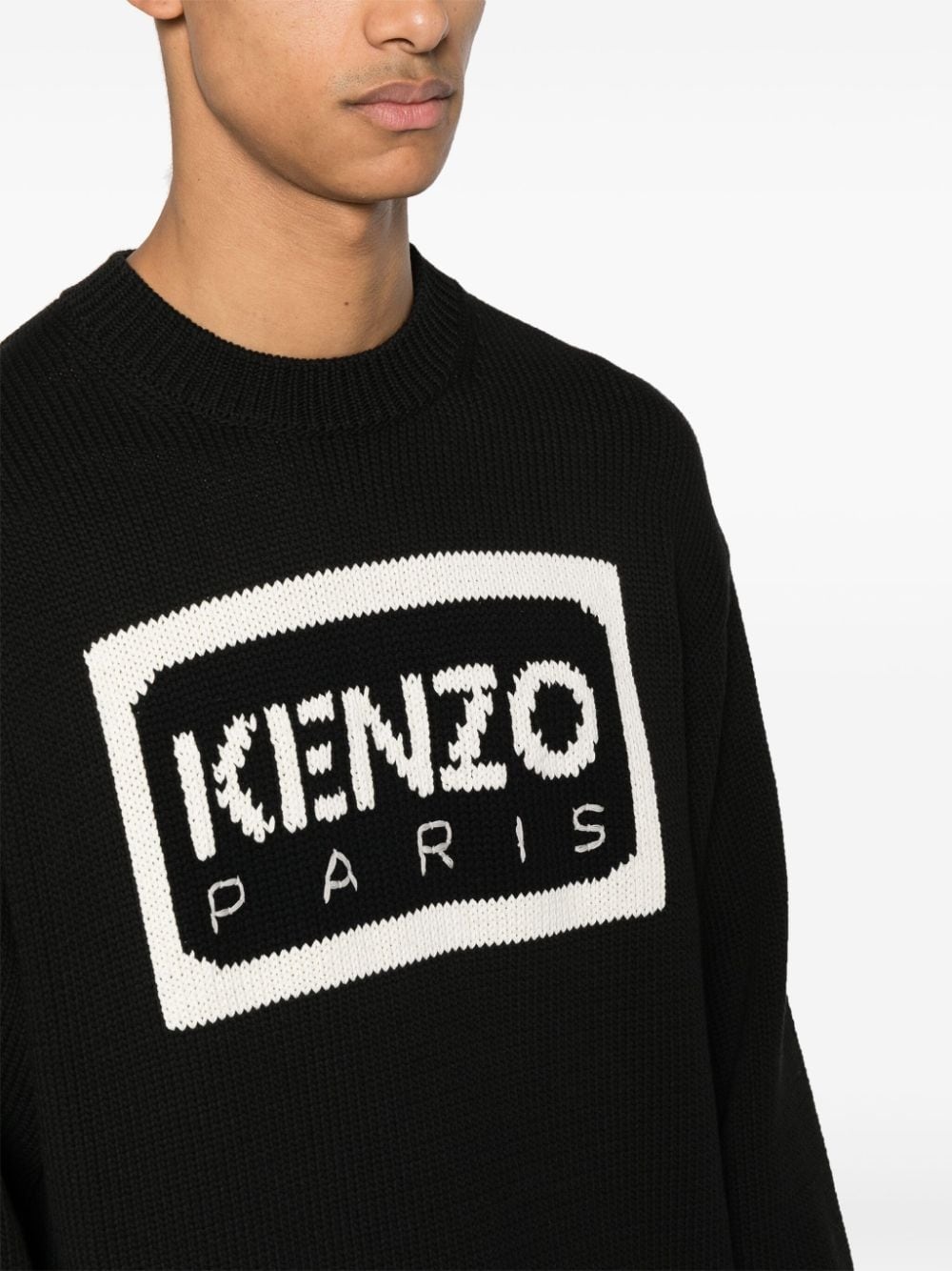 intarsia-logo knit jumper - 5