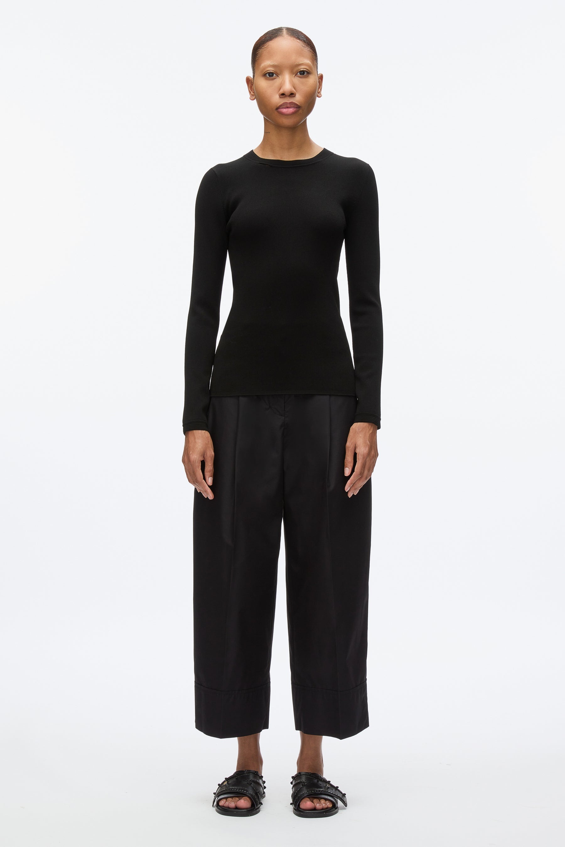 Compact Rib Long Sleeve Tee - 1