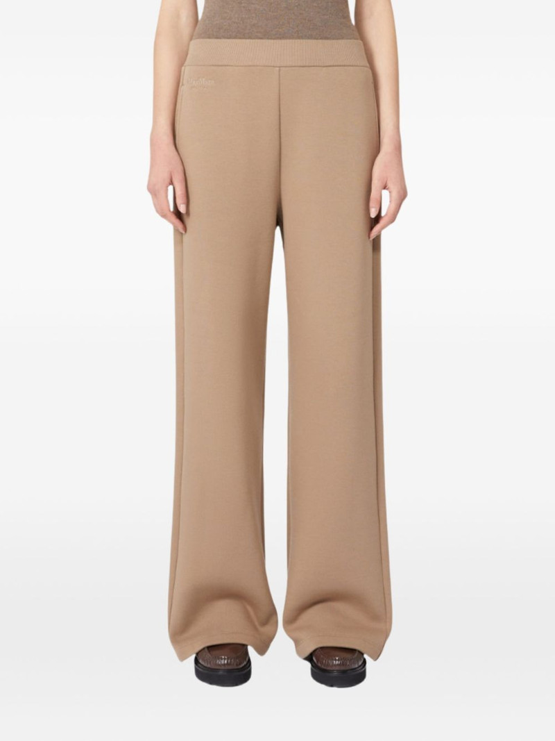 embroidered-pocket wide-leg trousers 1