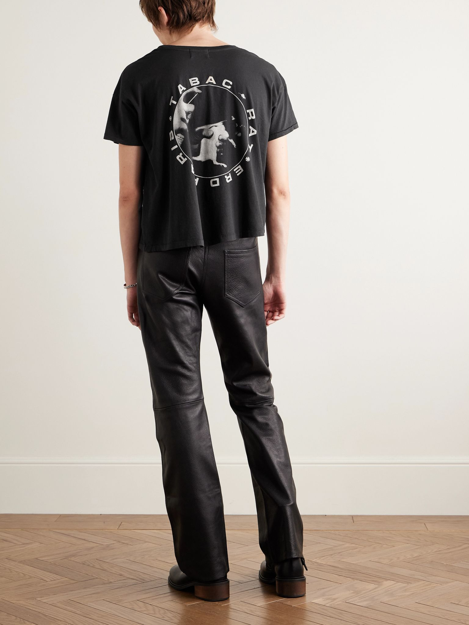Tabac Rat Printed Cotton-Jersey T-Shirt Black - 2