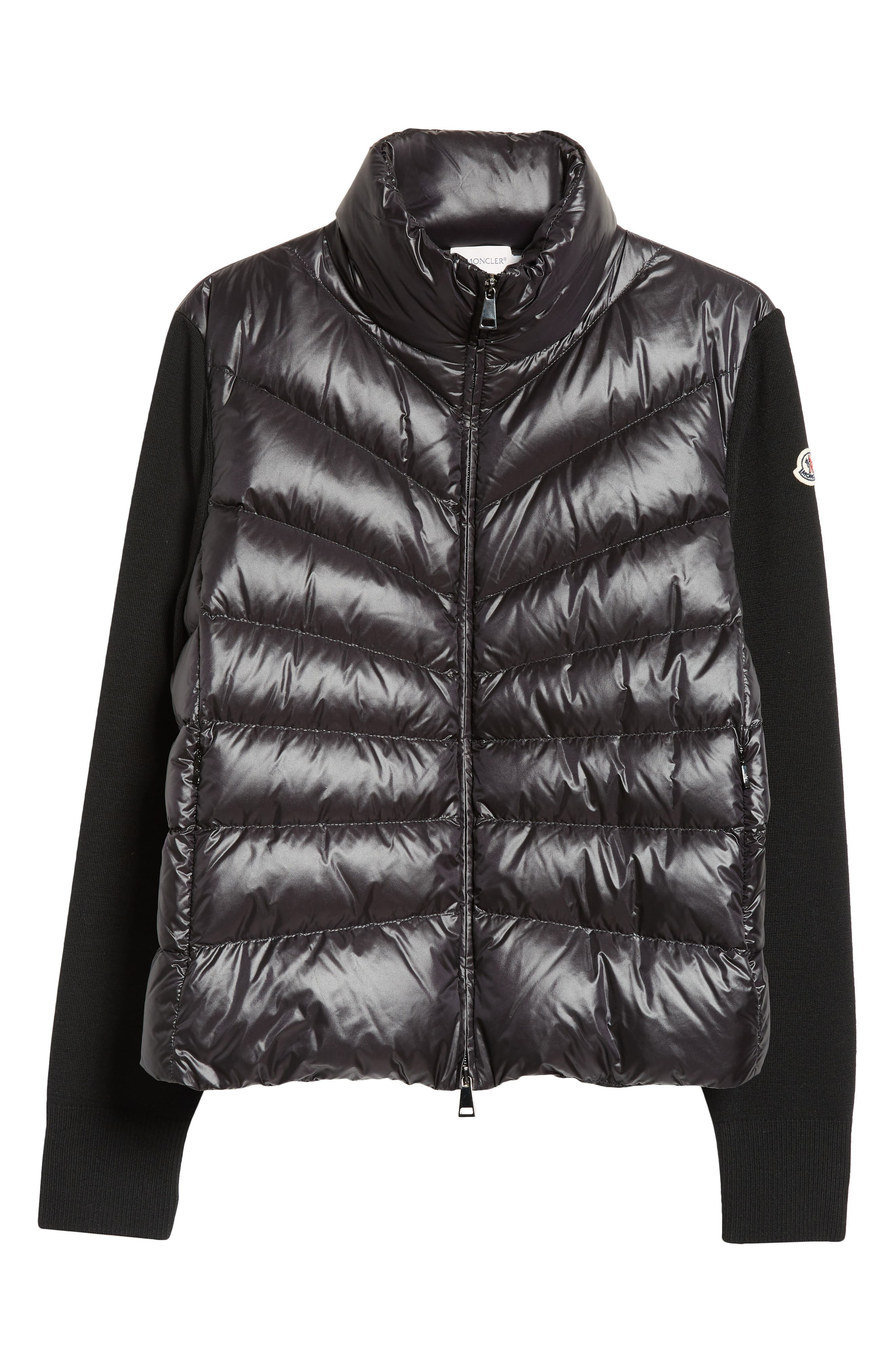 Moncler Wool Knit & Down Cardigan in Black at Nordstrom - 5
